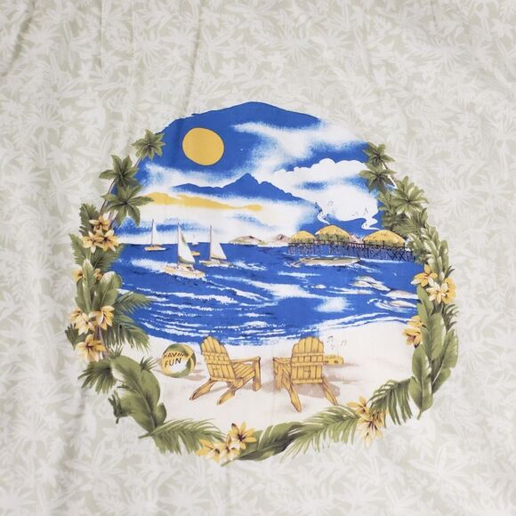 Koko Island Shirt Mens Extra Large White Hawaiian Floral Camp XL Rayon Beach - Picture 2 of 11